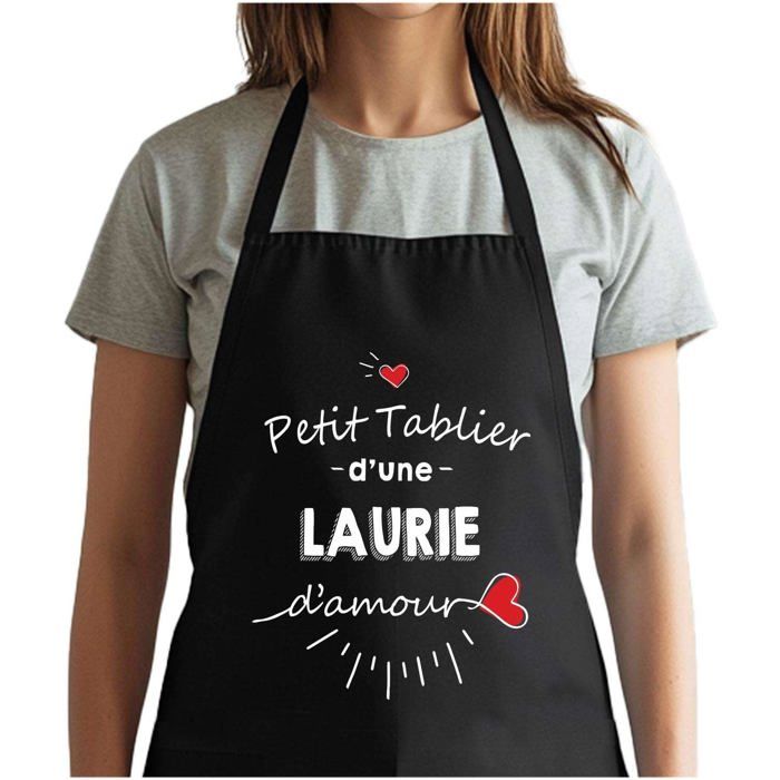 Tablier de cuisine - Laurie d'amour - Noir - Coton - Impression Bretonne