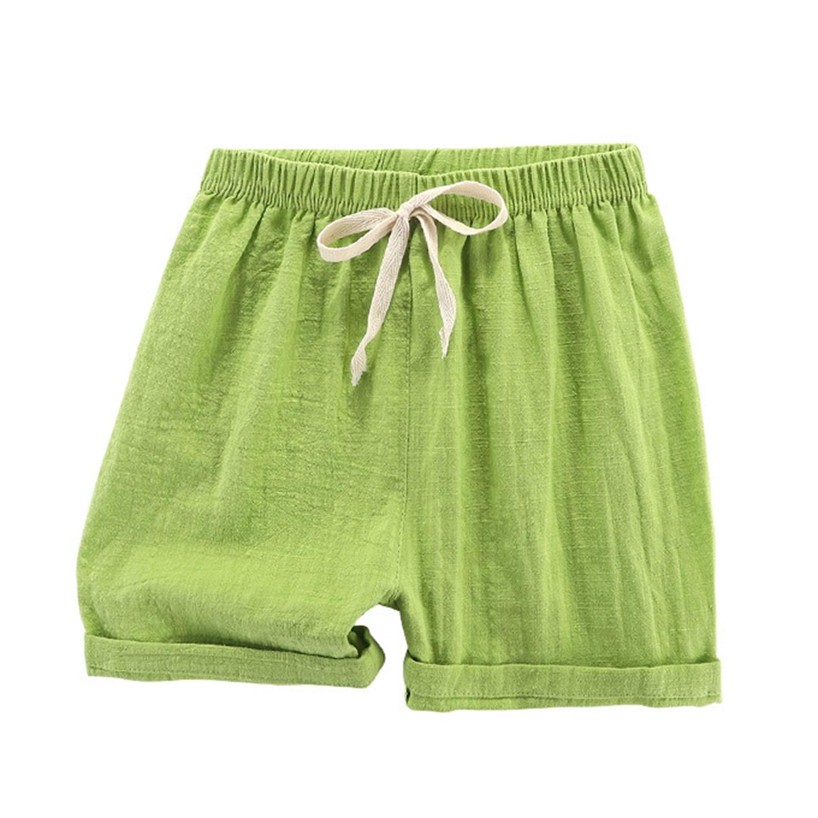 

Детские шорты для мальчиков и девочек, летние повседневные однотонные шорты для бега, спортивные шорты со шнурком 130 зелёный