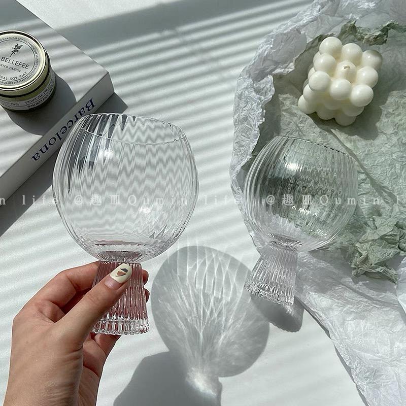 Round Drum Water Cup Ins Style Glass Fat Round Cup Stripe Cute Milk Coffee Cup Simple French Drinking Utensils Desktop Ornaments