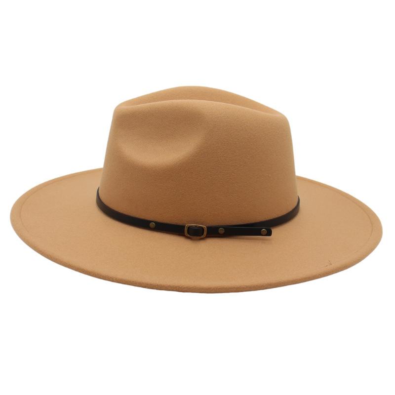 Belt Buckle Top Hat Jazz Hat Men'S And Women'S Felt Hat Woolen Hat Wool Versatile Street Shot