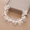 Bridal Headband Flower Faux Pearls Handmade Shiny Rhinestones Headwear Shining Kids Hair Hoop Hair Accessory