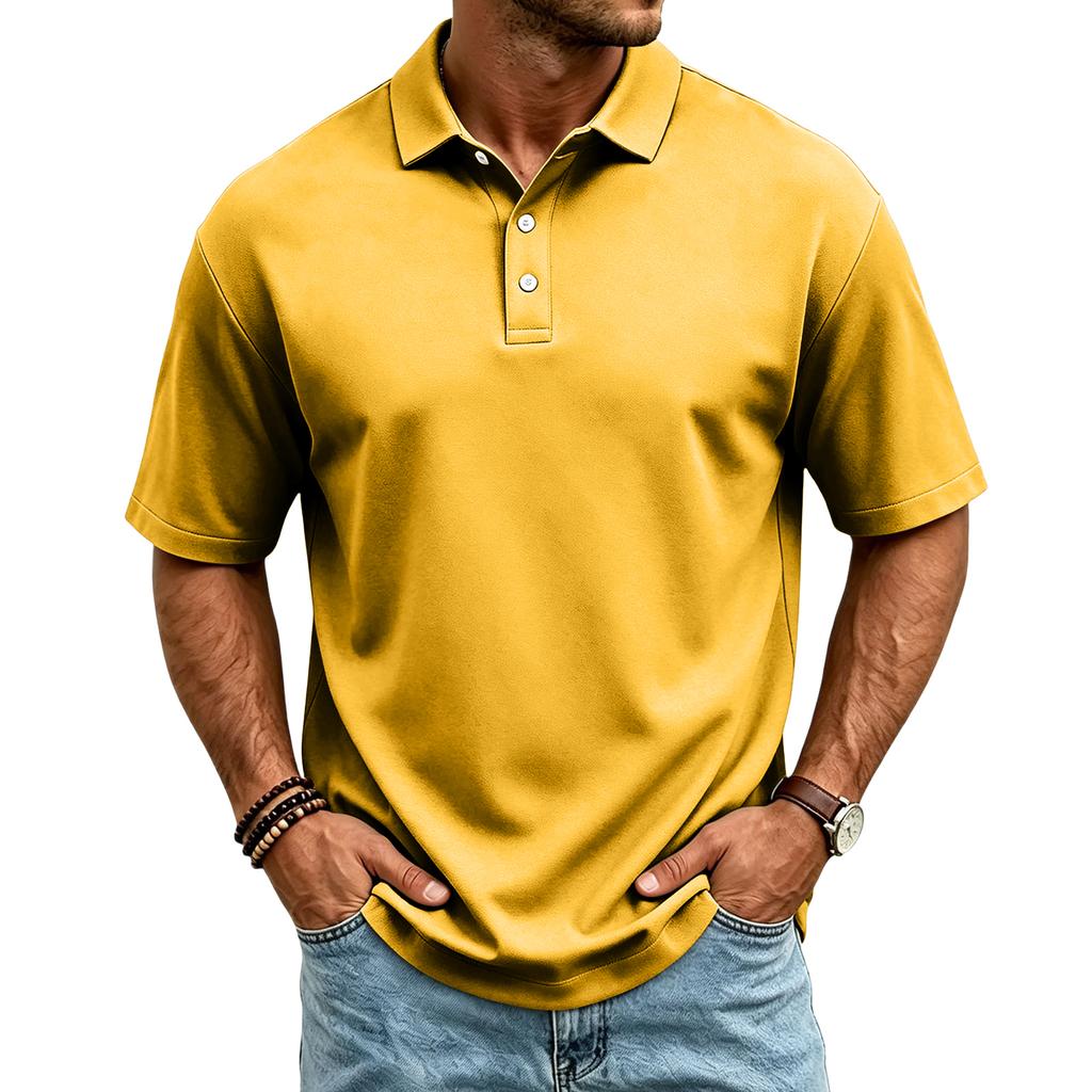 Men's Casual Quick Dry Mesh Golf Polo Shirt Short Sleeve Lightweight Breathable Classic Fit Button Down Collar Top for Sports Outdoor Activities