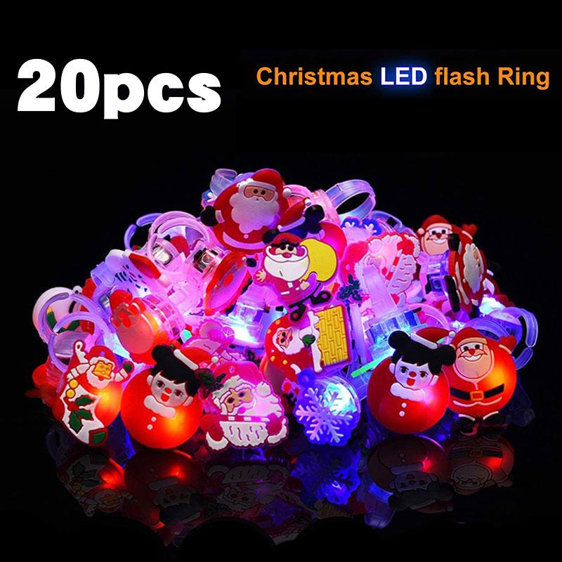 

20/50pcs Christmas LED Flashing Rings LED Ring Light Toy, Flashing Ring, Christmas Light Rings, Party Light Up Rings