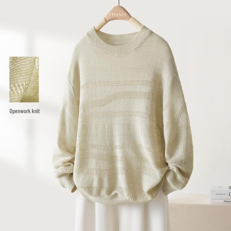 IHIMI Women s Openwork Knit Pullover Sweater XL