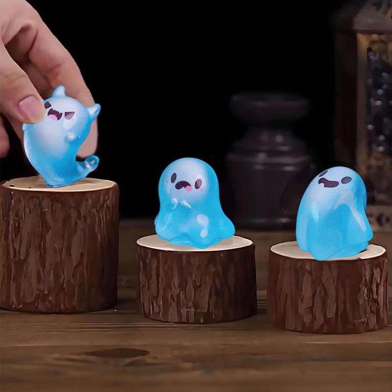 1/6PCS Glow In The Dark Mini Ghost Figures, Luminous Ghost Miniature Resin Figurines, Cute Ghosts Figure Garden Decor