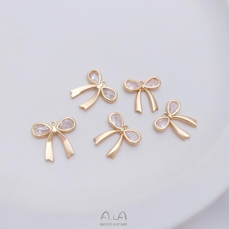 14K Gold-Filled Zirkon Schleifenanhänger für DIY-Schmuck