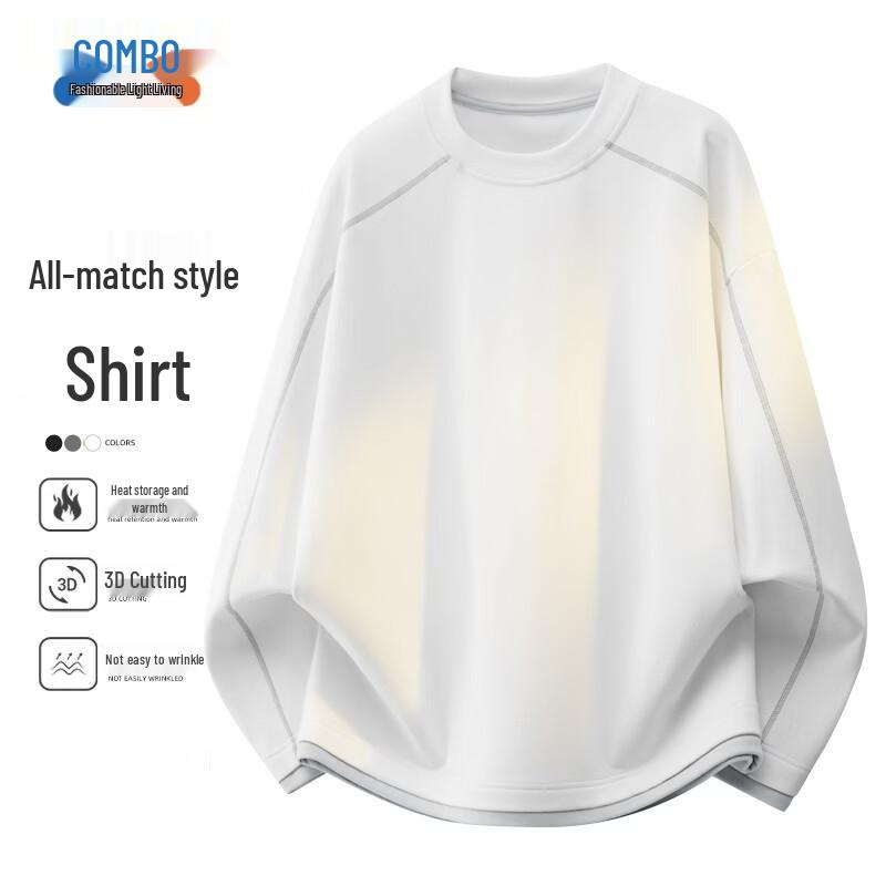 Combo Men's Thermal Faux-Two Piece Long Sleeve Crewneck T-Shirt