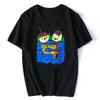 Summer Round Neck Cartoon Snake & Dessert Graphic Printed T-shirts Fashionable Casual Pure Cotton Short Sleeved Men's T-shirts