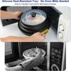 Collapsible Microwave Ovent Splatter Cover for Food with Tray Vented Silicone Splatter Guard Lid Plate Holder Kitchen Colander