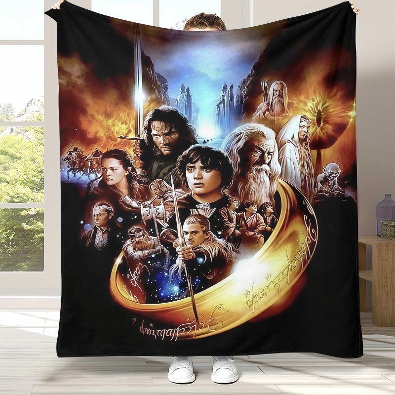 Retro L-Lord of The Rings H-Hobbit Flannel Blanket,Ultra Soft Warm Plush Throw for Home Bedroom Bed Sofa Cover Office Picnic