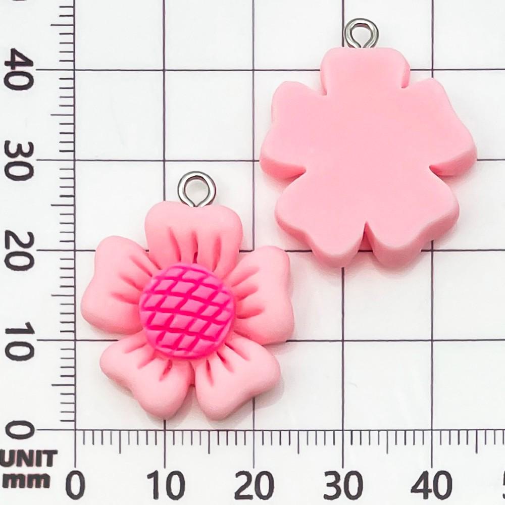 30-Piece Set: Pink Resin Sunflower & Rose Flower Pendants for DIY Jewelry