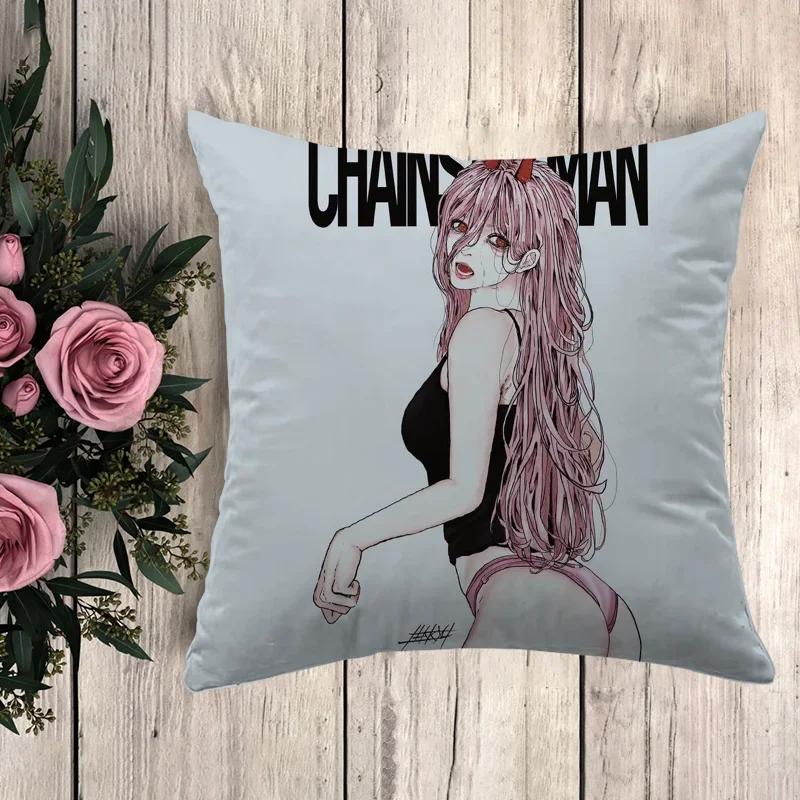 Anime Pillow Chainsaw Man Throw Pillows Pilow Cases Decorative Pillowcase Fall Decor Cushion Cover Car Decoration
