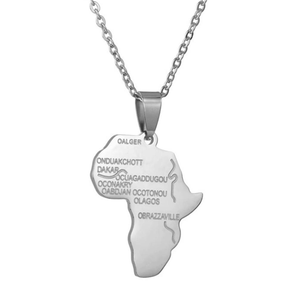 Fashion African Africa Map Pendant Female Gold Silver Color Stainless Steel Necklace for Women Men Ethiopian Jewelry Gift 2025
