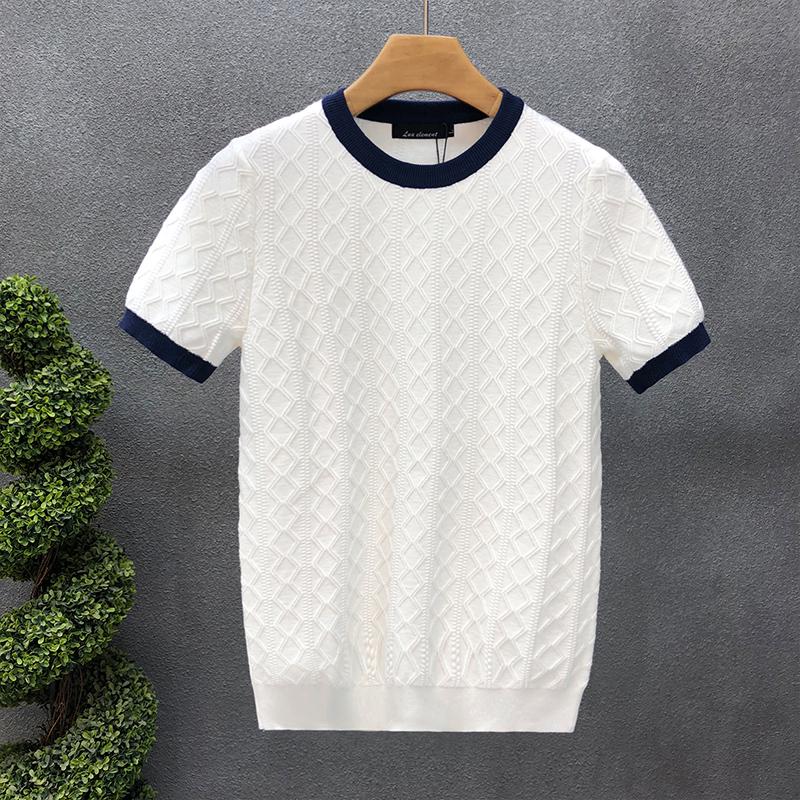 Men's Trendy High-End Short-Sleeve Sweater, Spring/Autumn 2023 Thin Knit Base Layer