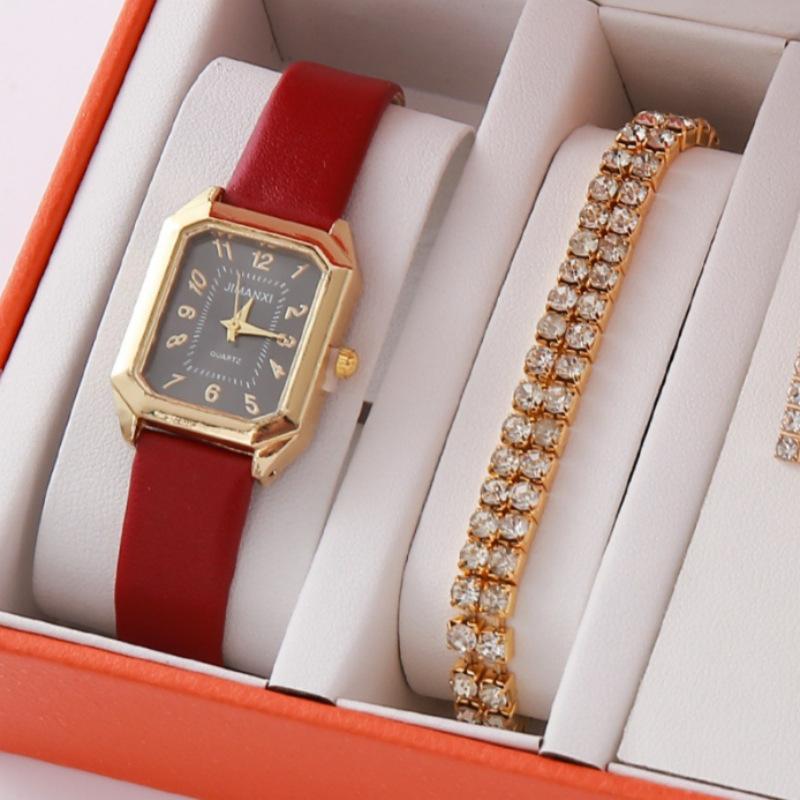 New Popular Women'S Bracelet Watch Fashionable And Simple Butterfly Five-Piece Watch Set Watch