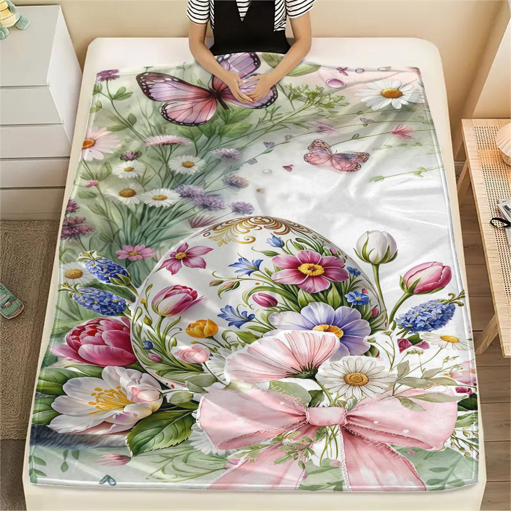 Easter egg Print Flannel Blanket,High quality Comfortable for All Seasons,Home Decor,Warmth and Comfort,Perfect for Christmas Gifts