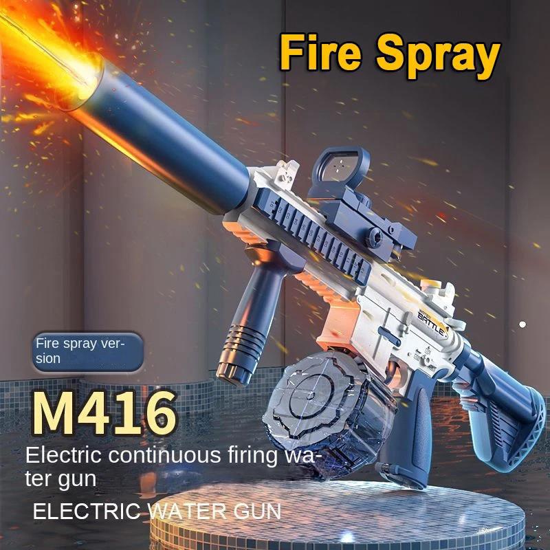 Water Gun Electric M416 Pistol Shooting Lighting Toys Gun Full Automatic Summer Pool Beach Toys for Kids Children Boys Girls Adult with Cool Led Light