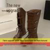 2025 Women's Retro Over-the-Knee High-Top Boots, Versatile Autumn/Winter In Paris Gray & Dark Brown