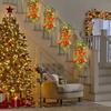 Christmas Artificial Swags, Xmas Prelit Stairway Swag Teardrop Trim Wreath,Door Stair Red Berry Garland Christmas Wreath For Outdoor Home Garden Decor