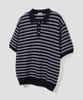 AGOD Collar Button Stripe Half Knit [Black]