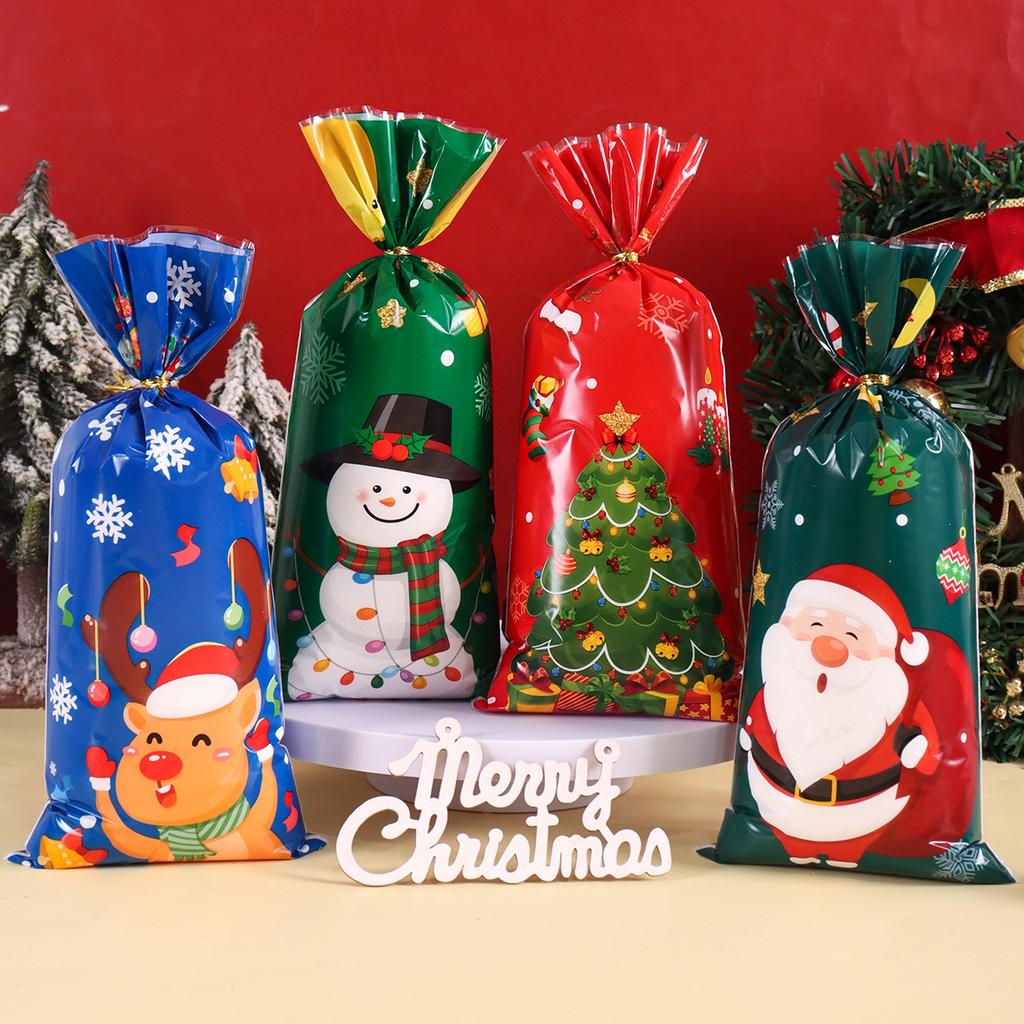 25/50/100pcs Christmas Gift Bags Christmas Decorations for Home 2026 Xmas Gifts New Year 2026 Santa Claus Snowman Packaging Bags