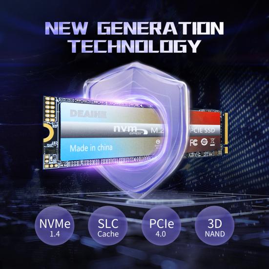 PCIe 4.0 M.2 NVMe SSD Speed Up To 7300MB/s Read 6800MB/s Write 64/128/256GB Internal Solid State Drive for PC Laptop Desktop Computer