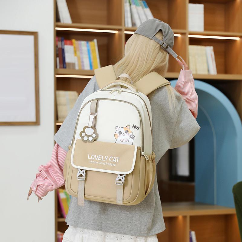 College Cute Small Fresh Contrast Color School Bag Girls Girls Elementary School Backpack Travel Lightweight Backpack