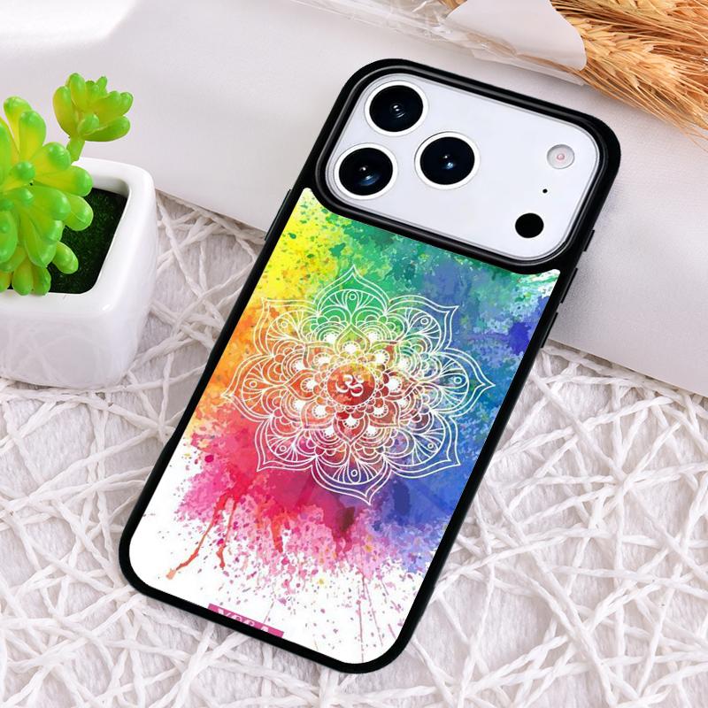 Yoga Om Namaste Mandala Colourful Design Shockproof Phone Case for iPhone 17 Air 16e 15 11 12 14 13 Pro Max Cover Coque