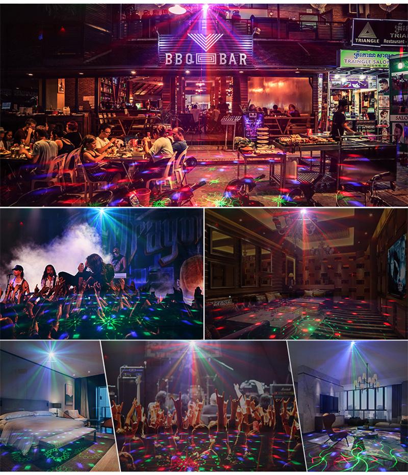 Mini DJ Disco Light Sound Activated Led RGBW Magic Ball Strobe Stage Effect Laser Projector Lamp for Dance Birthday Wedding Bar Xmas Partys