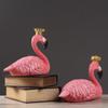 Nordic Crown Flamingo Couple Resin Figurines for Living Room or Study Decor
