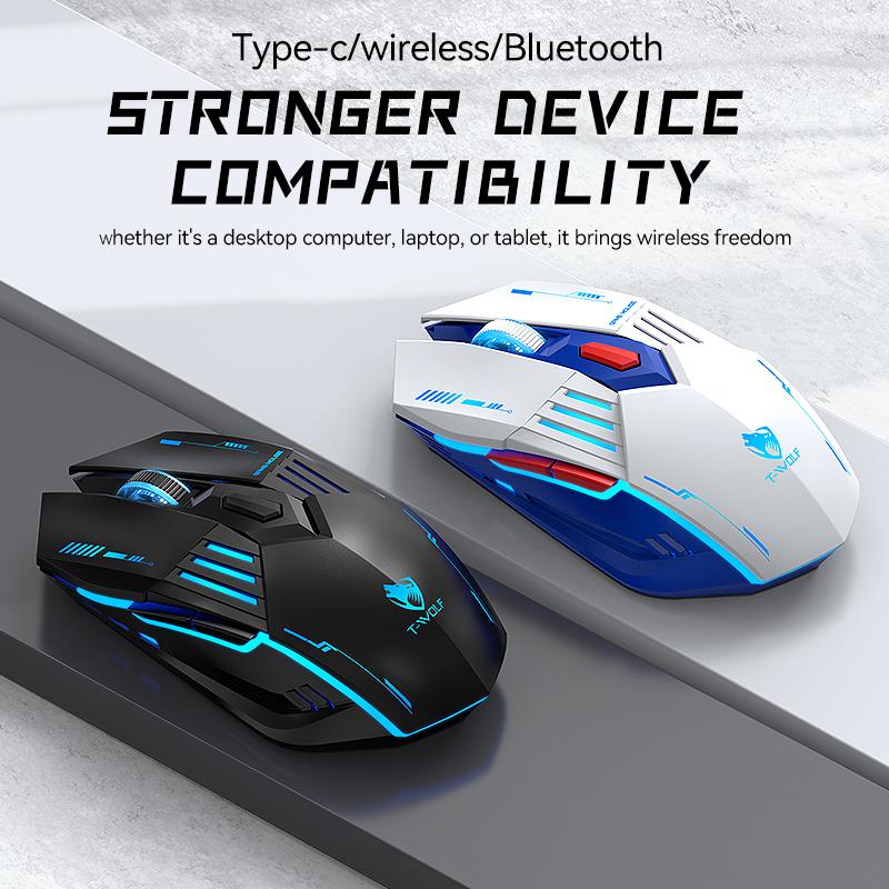 2025 NEW HOT 6D Design RGB Bluetooth+2.4G+Wired Mouse Lighting Effect Mouse Gaming USB Mouse 6 Keys Ergonomic Mice Plug and Play
