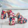 Fashion Brand Design Flower Printing Slip On Sandals Chunky Platform Super High Heel Slippers Women 2025 Summer Fashion Outdoor Slippers