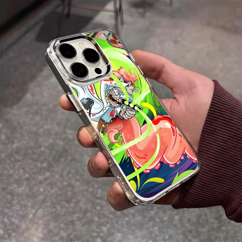 Mad Scientist R-Ricks Phone Case For IPhone 17 Air 16 E 15 14 13 12 11 Plus Pro Max Electroplated Transparent Soft Shell