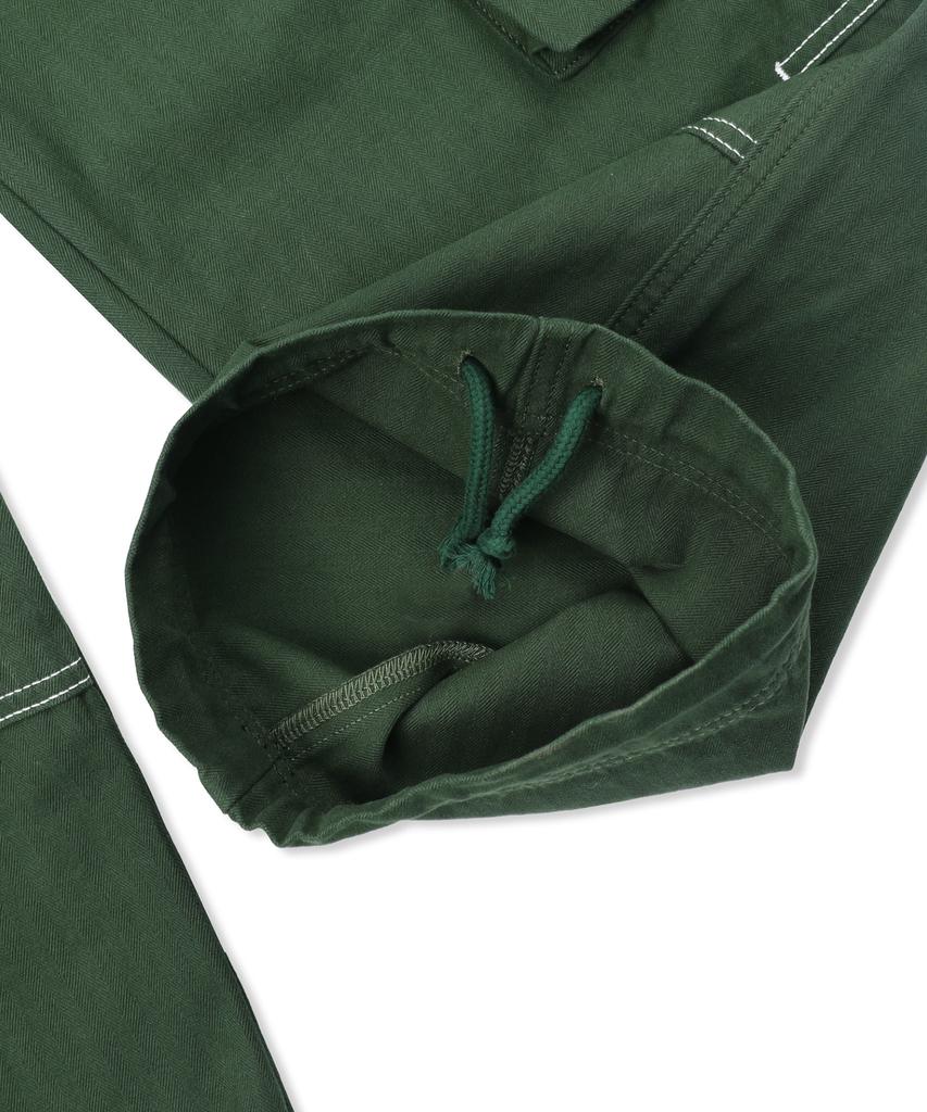 GLACK Gp172 Loose Cargo Herringbone Cotton Pants (Olive)