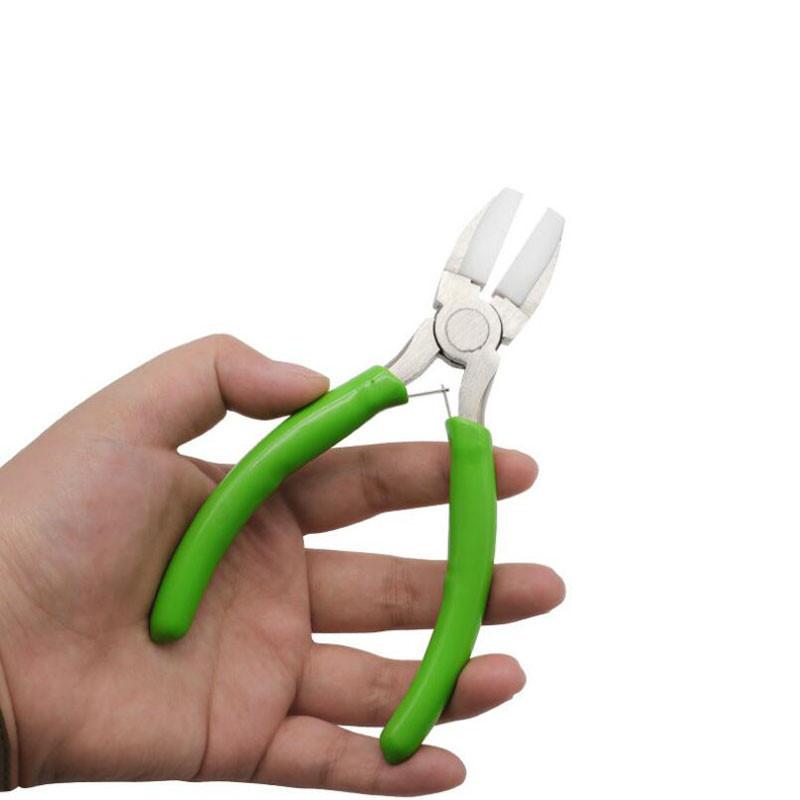 Alicates de Mandíbula de Nylon Aço Carbono Artesanato Alicates de Bico Plano Ferramentas DIY Para Miçangas Laços Modelagem Arame Fabricação de Joias
