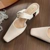 Fashion Summers New Style Evening Breeze Baotou Half Slippers French Low Heel Women's Shoes Summer New Thick Heel Slippers Zapatos Mujer