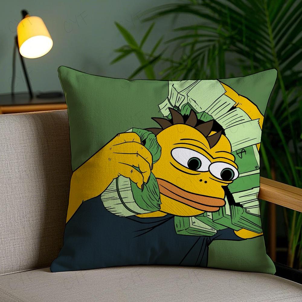 Sad Frog P-Pepe Pillow Case Anti-dustmite Pillowcase Invisible Zipper Silky Short Plush Sofa Cushion Cover