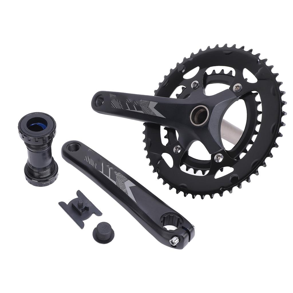 Cycle Crankset with 50T to 34T Chainring Aluminum Alloy Hollow Integrated Cycle Crank Arm Set for 9 Speed to 12 Speed
