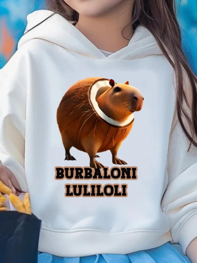 Burbaloni Luliloli Italienisches Brainrot Meme Hoodies Sweatshirt Jungen Mädchen Lustiger Cartoon Hoodie Herbstmode Pullover Kinderkleidung