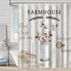 Bathroom Waterproof Curtain Digital Printing Plant Vase Shower Curtain Non-Punching Toilet Partition Curtain Shower Cloth