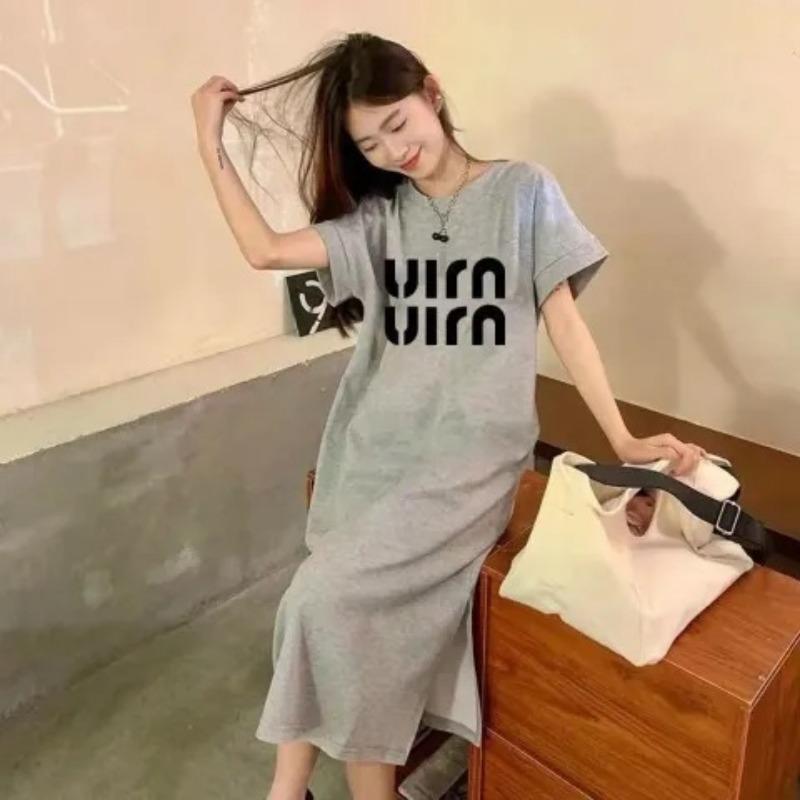 

Женское платье-футболка, летнее, повседневное, с коротким рукавом, свободным разрезом, ленивое платье для беременных 4XL светло-серый