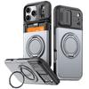Armor Case For iPhone 17 16e 17e 12 13 14 15 16 Pro Max Plus Slide Camera Protective Magnetic Ring Holder With Card Cover Funda