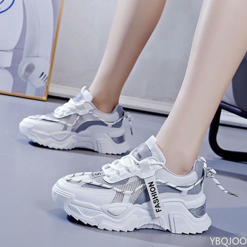 Fashion Trendy Thick Soled Mesh Women's Running Sports Versatile White Shoes Women's Simple Single Shoes Sneakers Zapatillas De Mujer