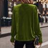 Women's Fashion Casual Round Neck Lanterned Puff Sleeve Long-Sleeved Solid Color Top