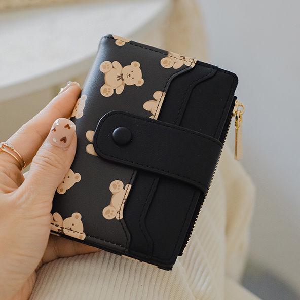 Women's Cross-Border Short Buckle Wallet - Multi-Card Slot Coin Purse & Card Holder with Print Design