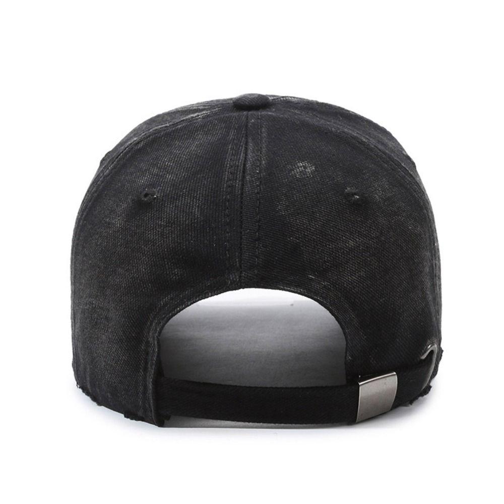 Washed Cotton Broken Hole Baseball Cap Sun Protection Duckbill Cap For Man Women Fashion