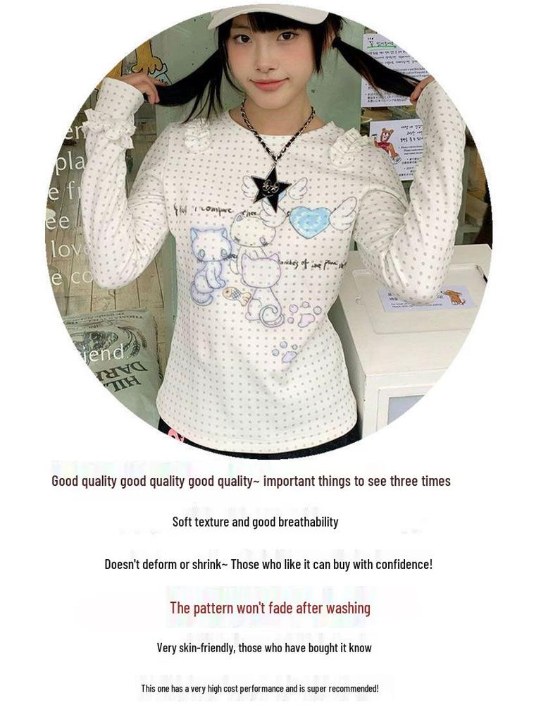 Autumn/Winter Spicy Girl Long-Sleeve Cropped T-shirt for Women - Slimming, Flattering, Versatile Base Layer Top