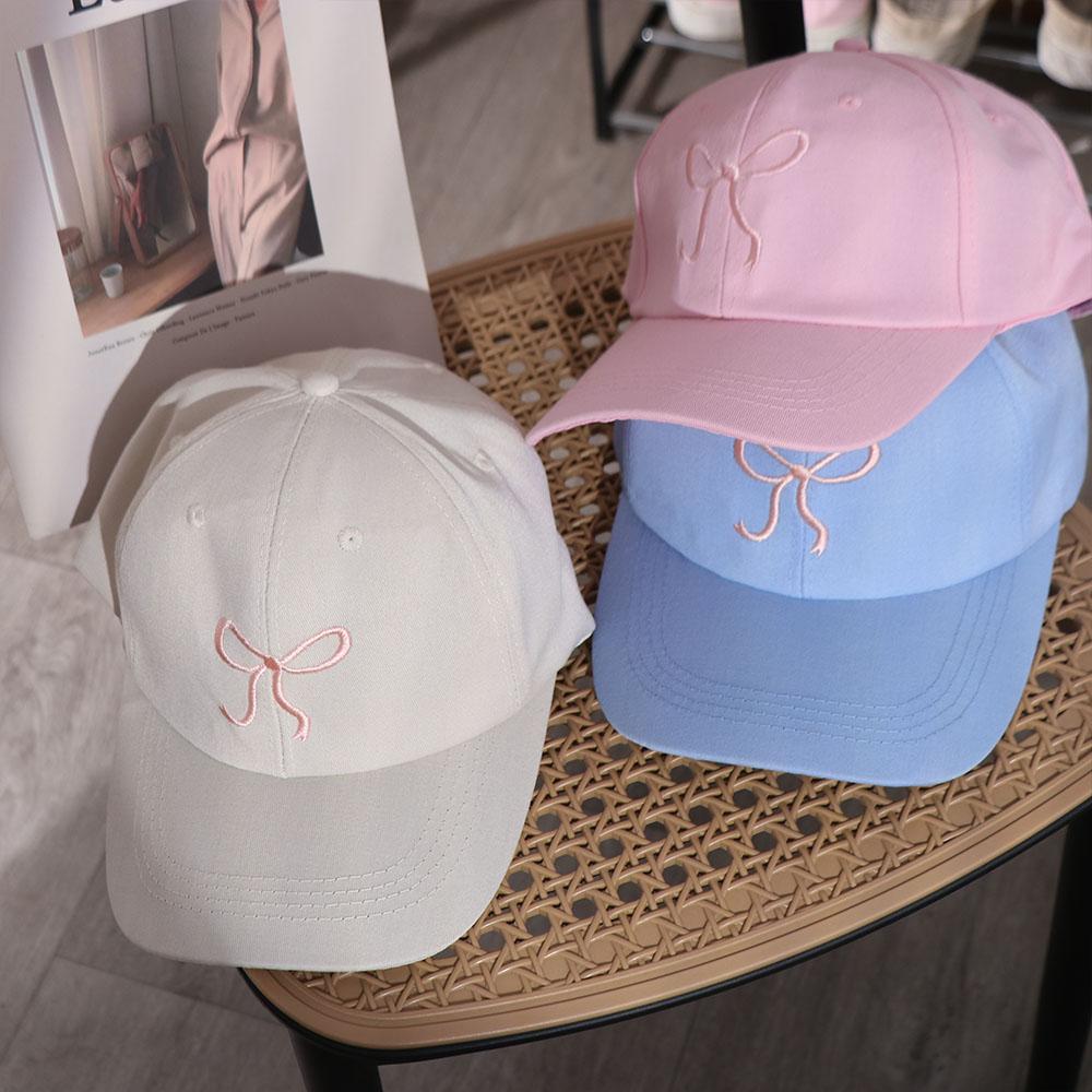 Adjustable Bow Embroidered Hat Cotton Women Peaked Cap Fashion Bowknot Baseball Cap for Female