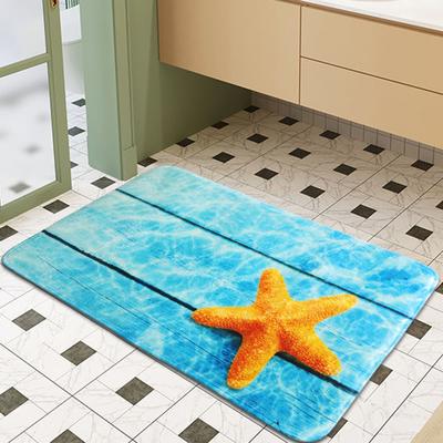 1 pçs tapete do banheiro absorvente 3d estrela do mar placa de madeira impressão tapete do banheiro engrossar recuperação lenta espuma memória macio tapete do banheiro