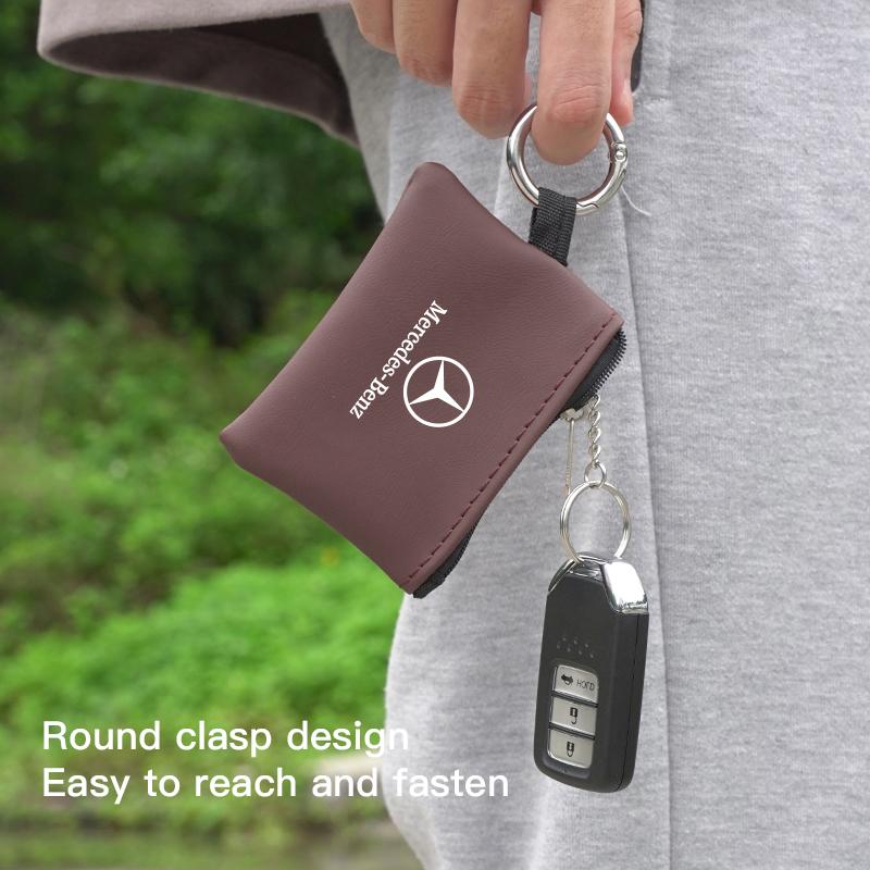 GLC GLB Car Leather Key Wallet Card Bag Emblem Keychain Pouch For Mercedes Benz AMG W203 W206 W220 W205 W211 W212 W201 W210 W10